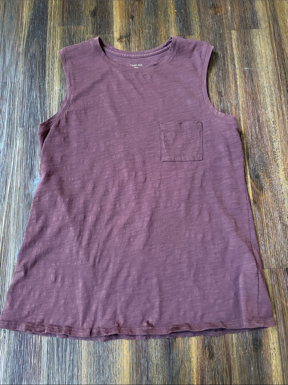 Garnet Hill Women’s Weekender Crewneck Pocket Tank Top EUC SZ S